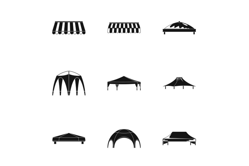 bridge-canopy-icons-set-simple-style