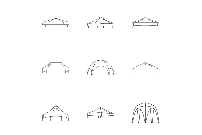 bridge-valance-icons-set-outline-style