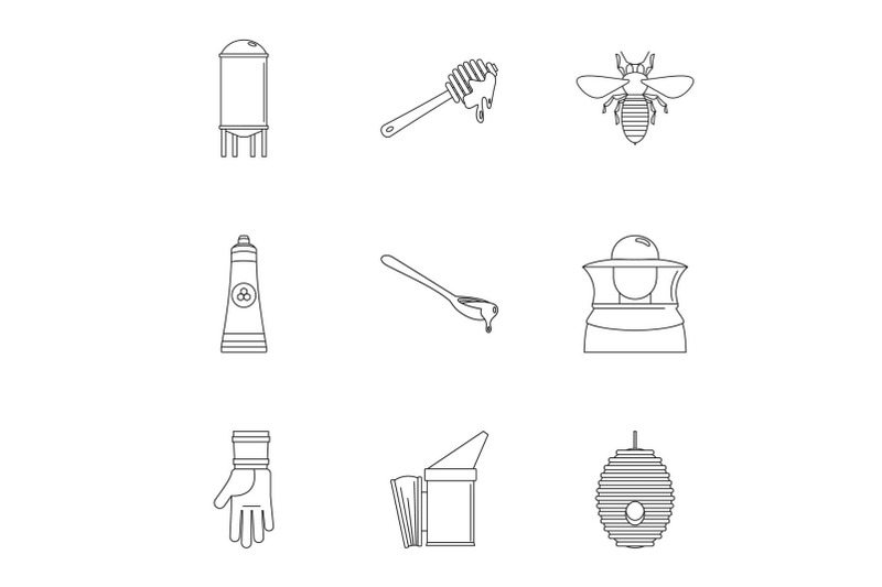 honey-commerce-icons-set-outline-style