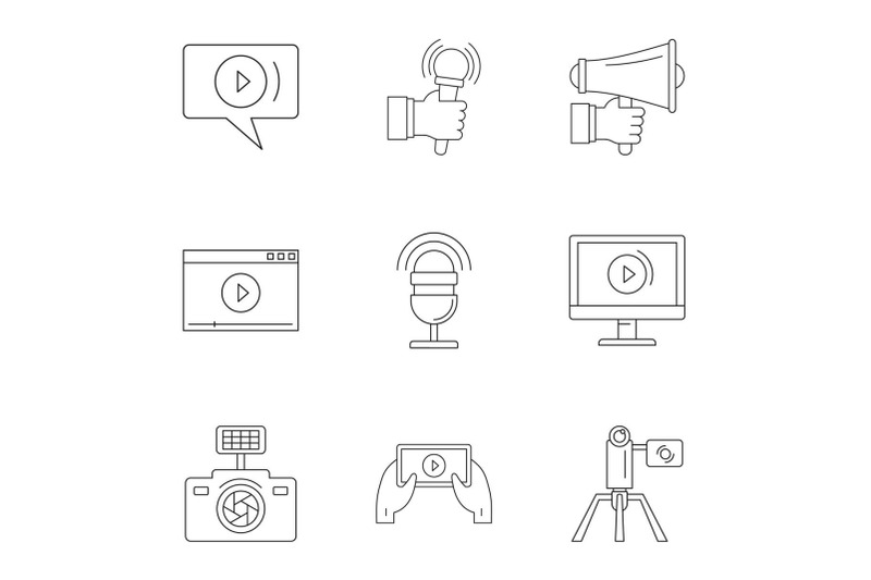 social-photo-icons-set-outline-style