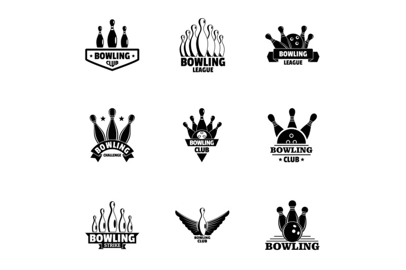 bowling-club-logo-set-simple-style