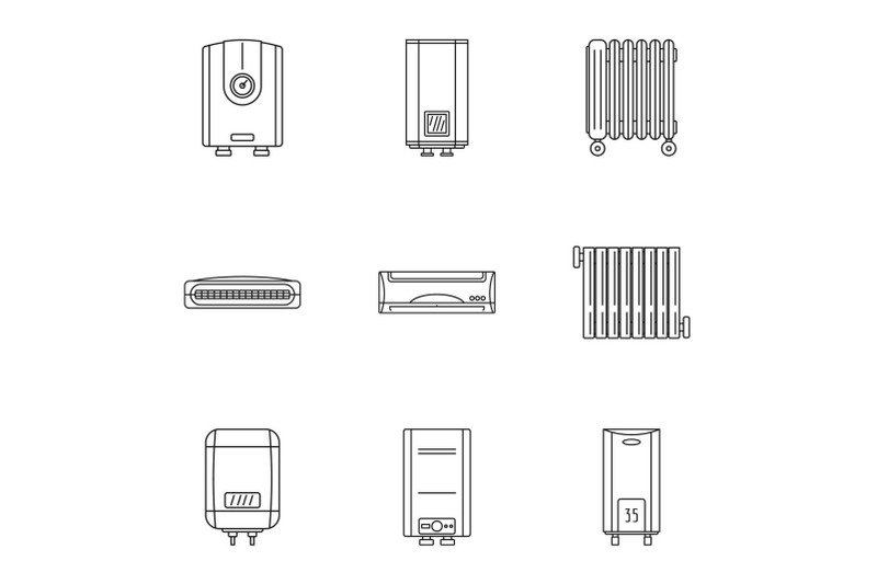 reheat-icons-set-outline-style