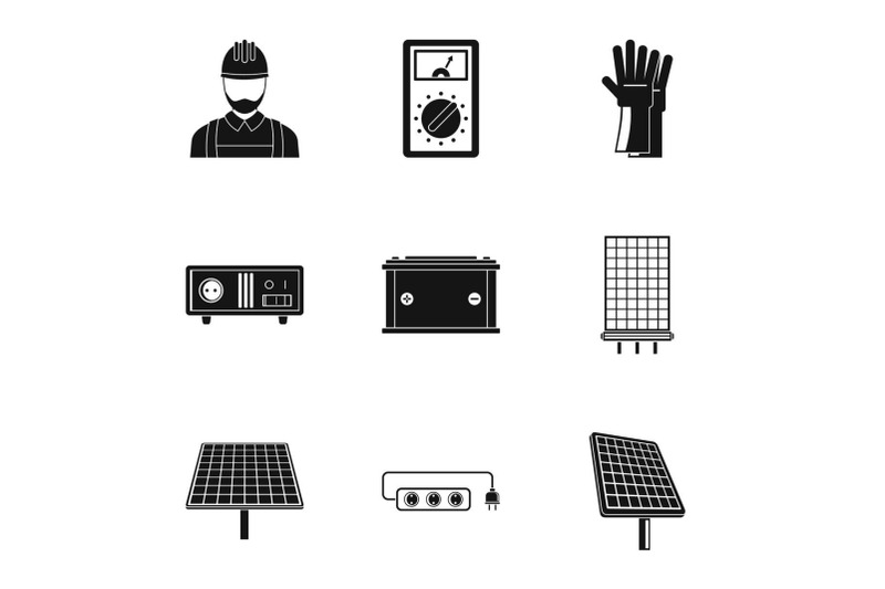 electric-profile-icons-set-simple-style