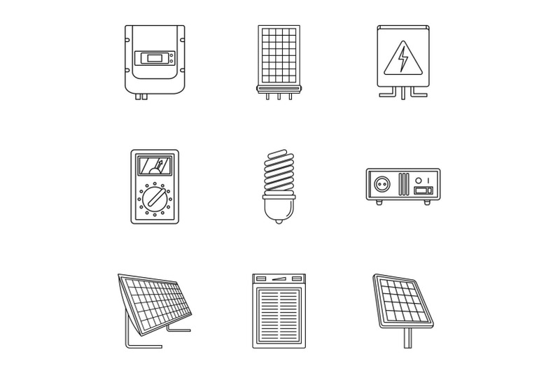 electric-wiring-icons-set-outline-style