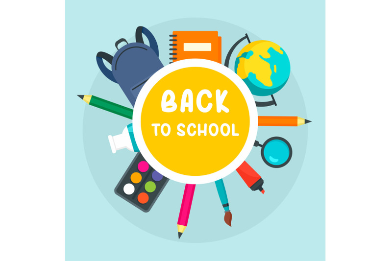 back-to-school-circle-background-flat-style