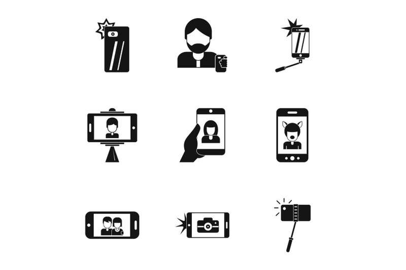 photo-yourself-icons-set-simple-style
