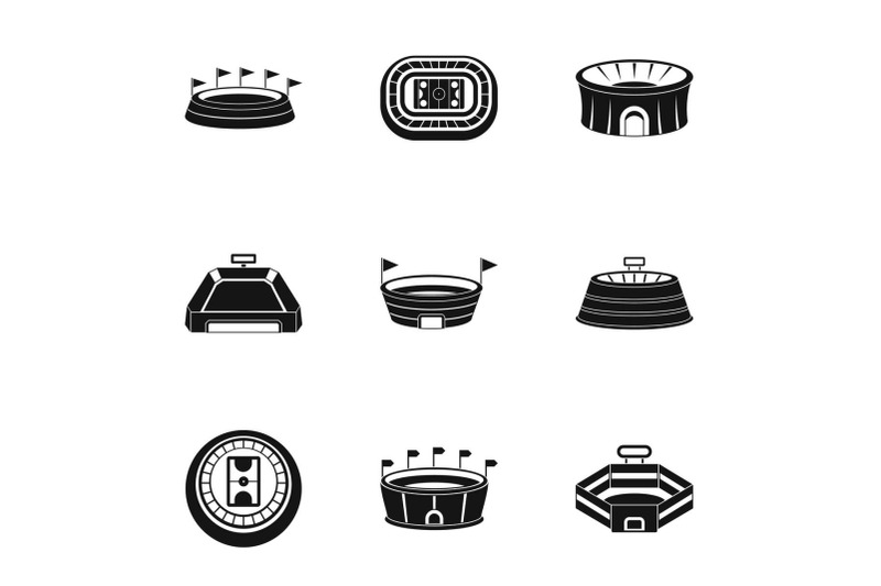 main-stadium-icons-set-simple-style