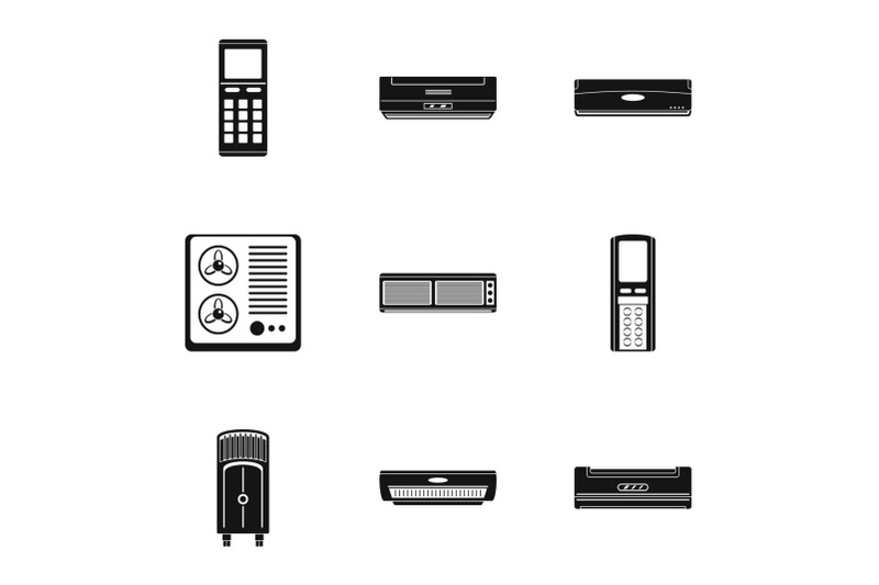 control-equipment-icons-set-simple-style