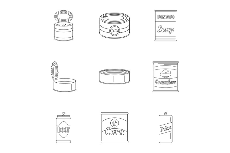 preserved-icons-set-outline-style