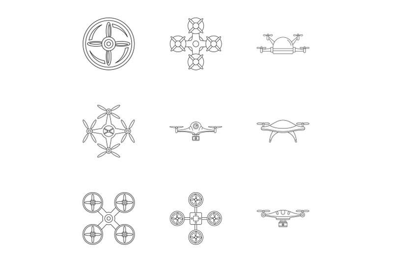 drone-icons-set-outline-style