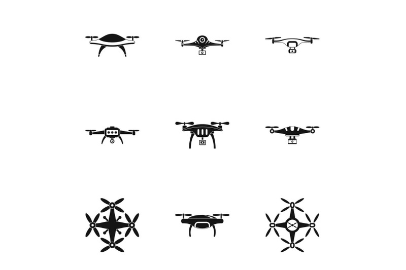 unmanned-icons-set-simple-style