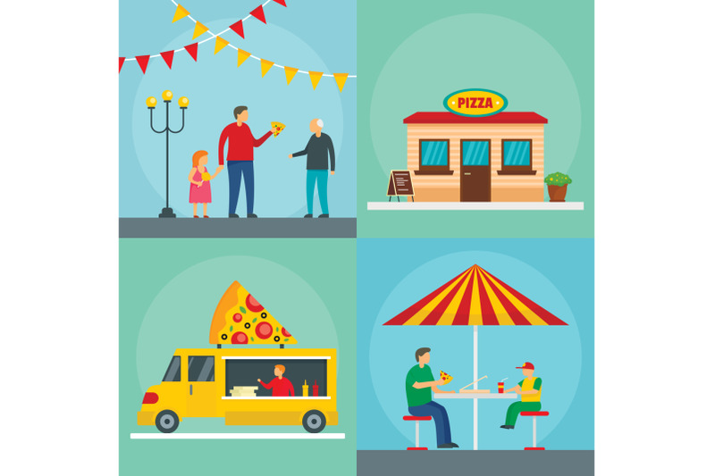 pizza-festival-food-banner-concept-set-flat-style