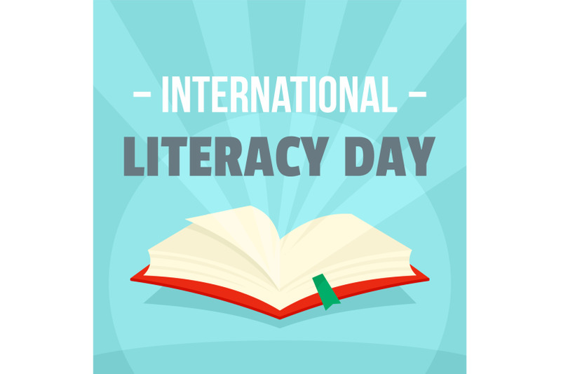 open-book-literacy-day-background-flat-style