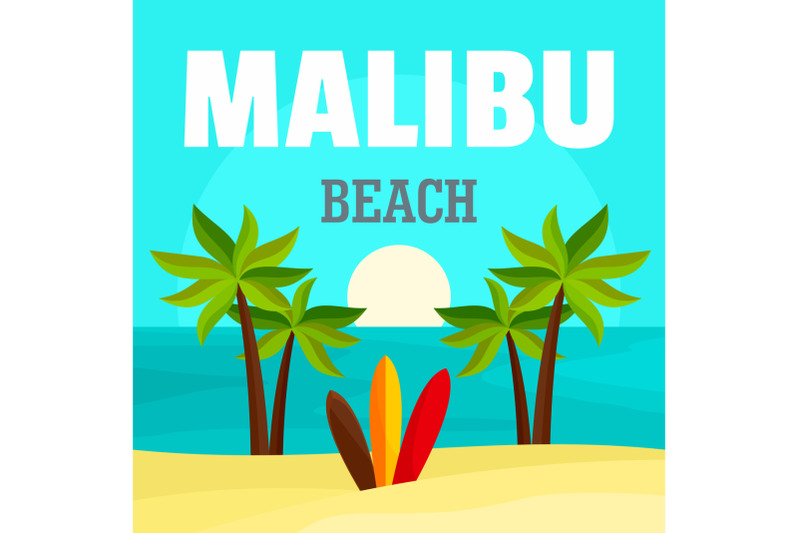 sunrise-at-malibu-beach-background-flat-style