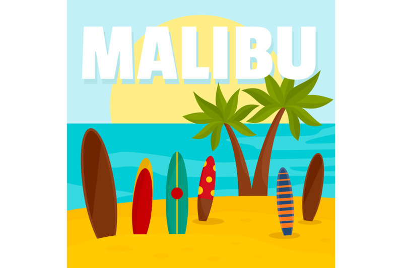 malibu-surf-board-beach-background-flat-style