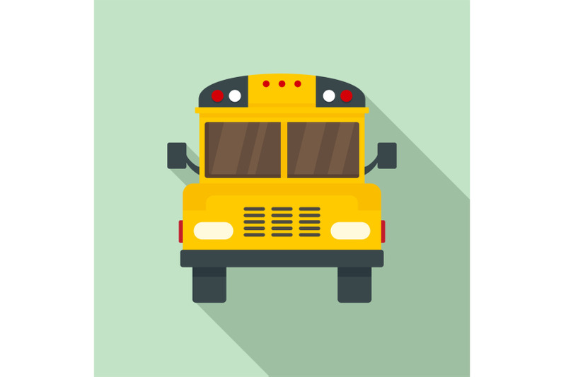 front-of-old-school-bus-icon-flat-style