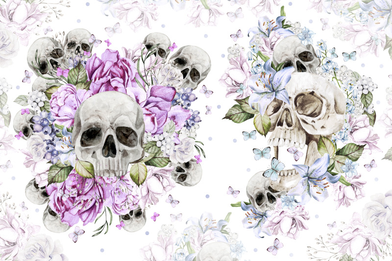 watercolor-skulls-amp-flowers