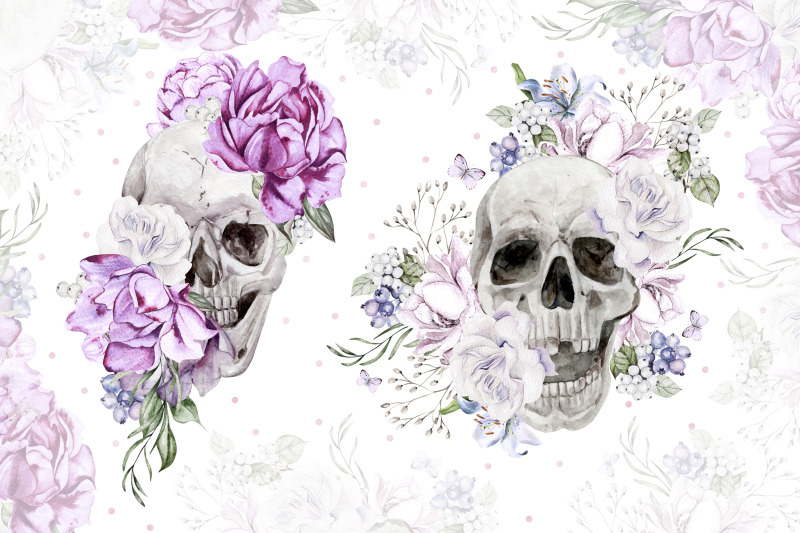 watercolor-skulls-amp-flowers