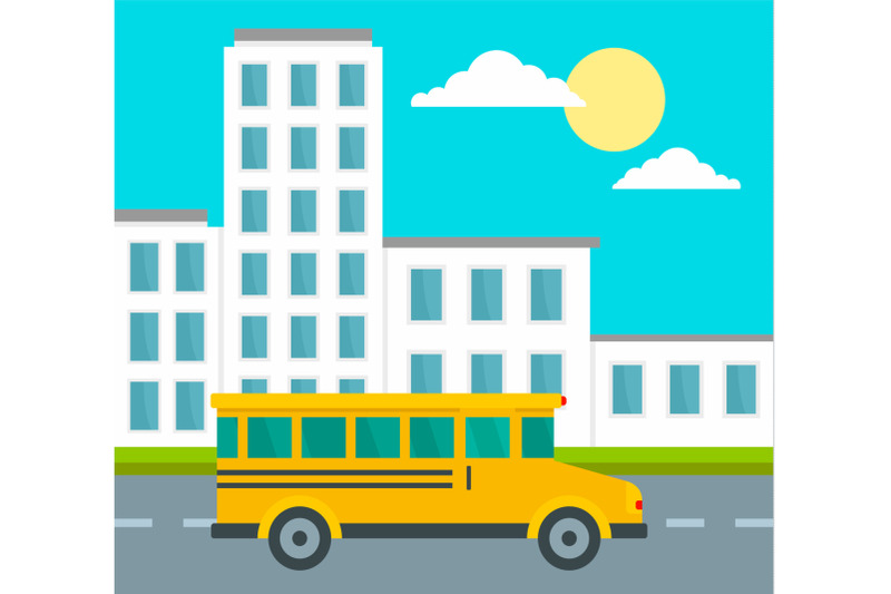 school-bus-driving-school-background-flat-style
