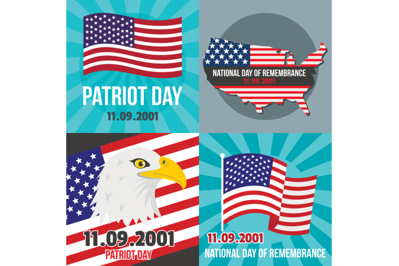 patriot-day-banner-concept-set-flat-style