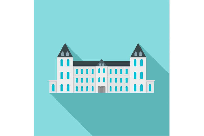 white-royal-castle-city-icon-flat-style