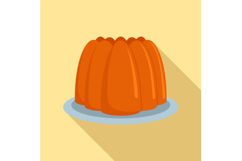 fresh-brown-cake-on-plate-icon-flat-style