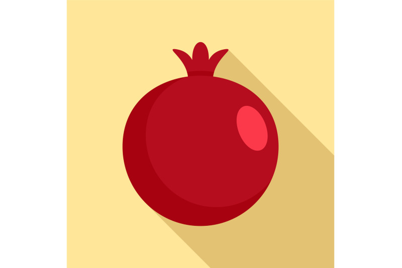 red-fresh-eco-pomegranate-icon-flat-style