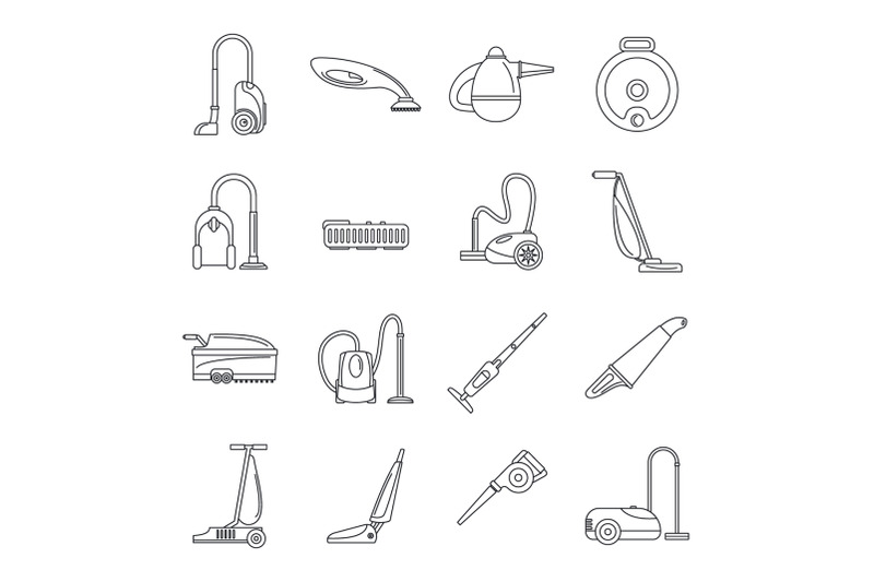 vacuum-cleaner-washing-icons-set-outline-style
