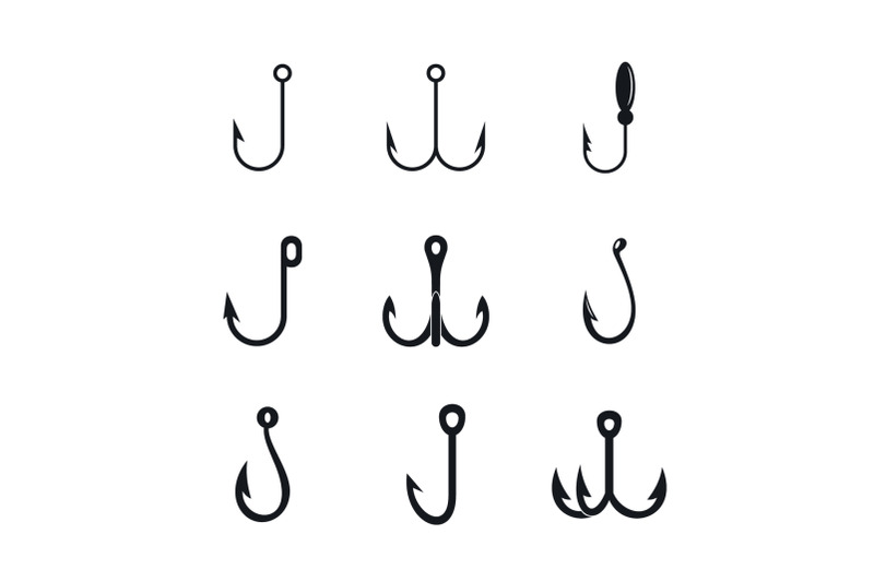 fishing-hook-rod-tackle-icons-set-simple-style