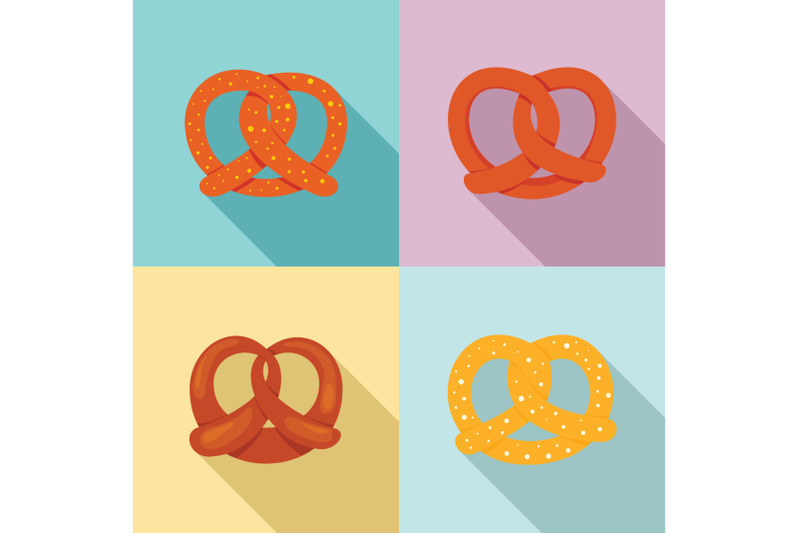 pretzel-oktober-fest-icons-set-flat-style