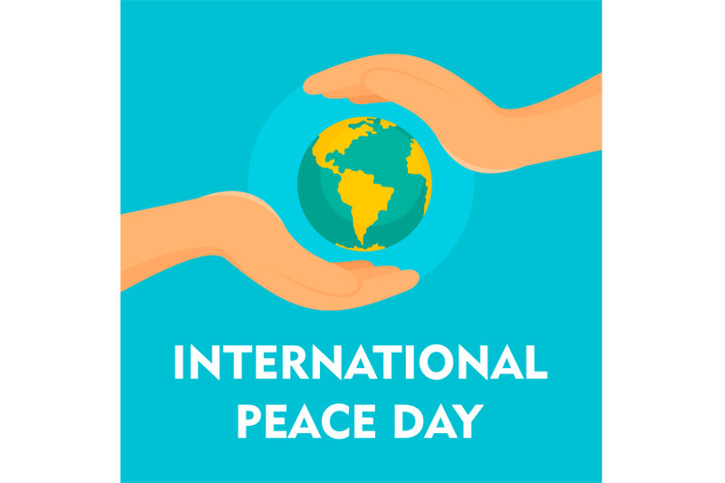 hands-cover-earth-peace-day-background-flat-style