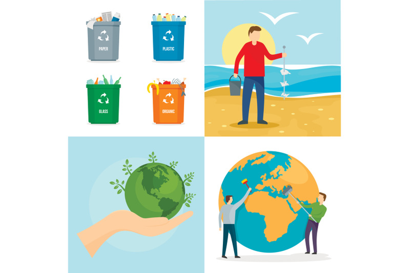 clean-world-day-banner-concept-set-flat-style