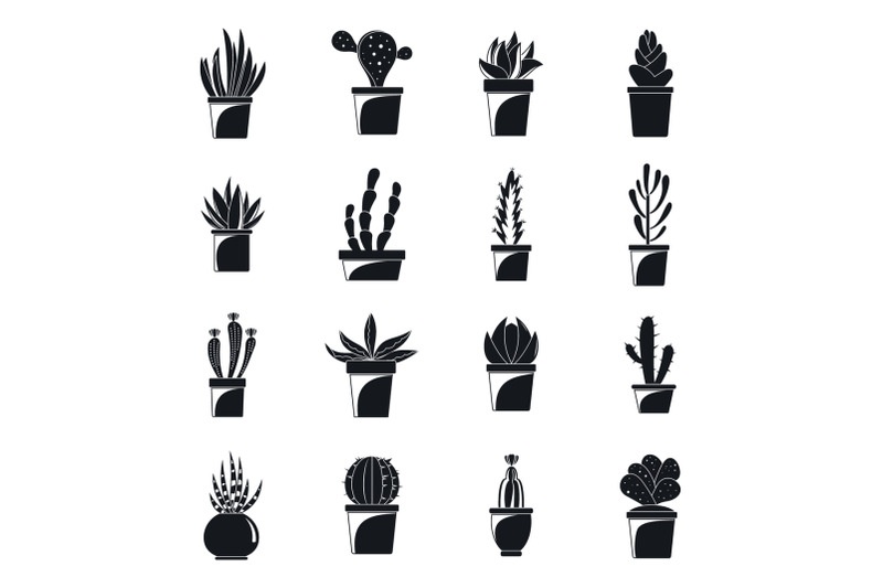 succulent-and-cactus-icons-set-simple-style
