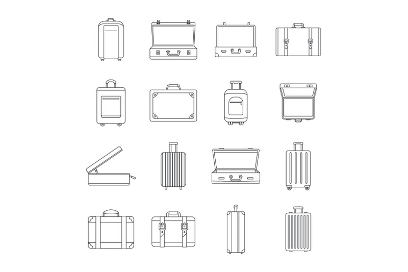 suitcase-travel-luggage-icons-set-outline-style
