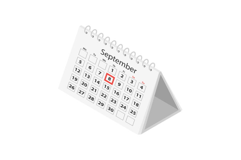 desktop-business-calendar-september-icon-isometric-style
