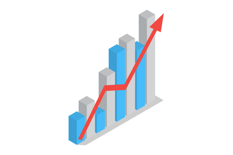 business-arrow-develop-graph-icon-isometric-style