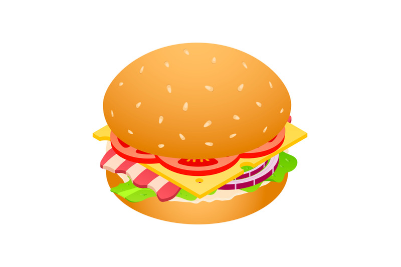 american-hamburger-unhealthy-food-icon-isometric-style