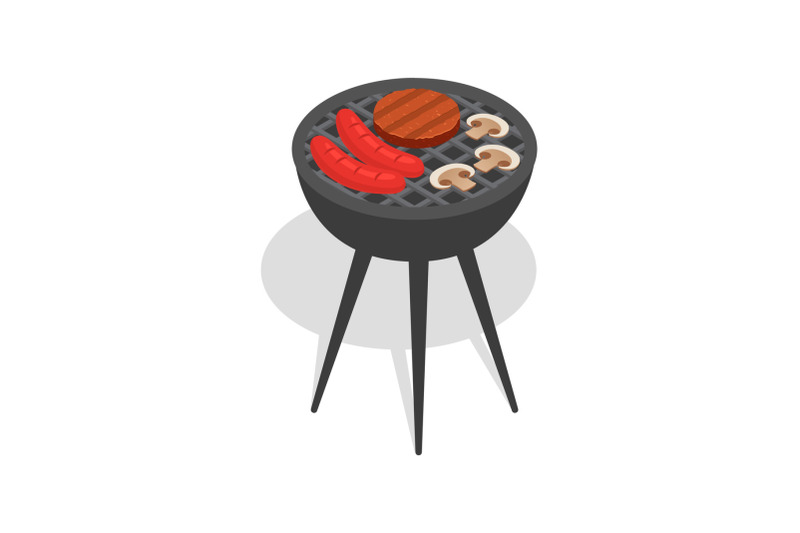 food-on-bbq-stand-icon-isometric-style