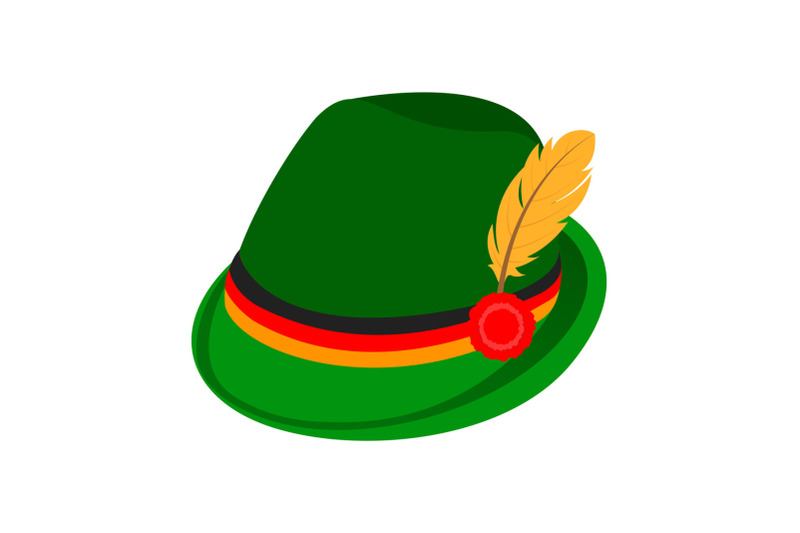 green-traditional-german-hat-icon-isometric-style