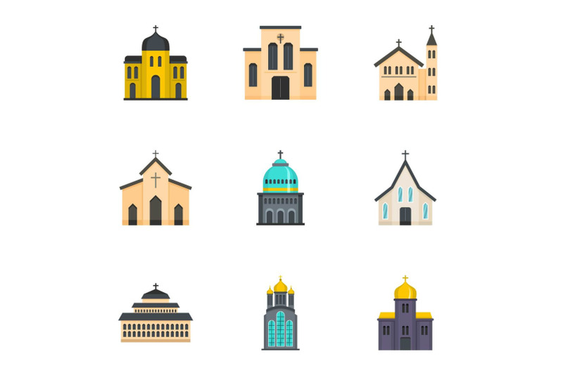 place-of-worship-icons-set-cartoon-style