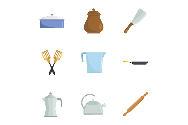 open-kitchen-icons-set-cartoon-style
