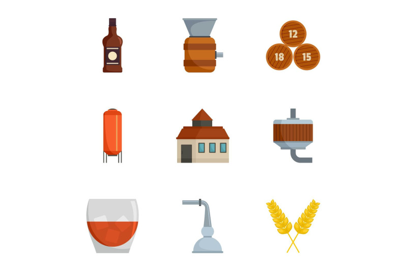 alcohol-distillation-icons-set-cartoon-style