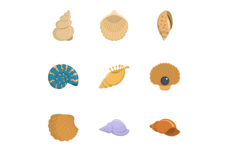 conch-icons-set-cartoon-style