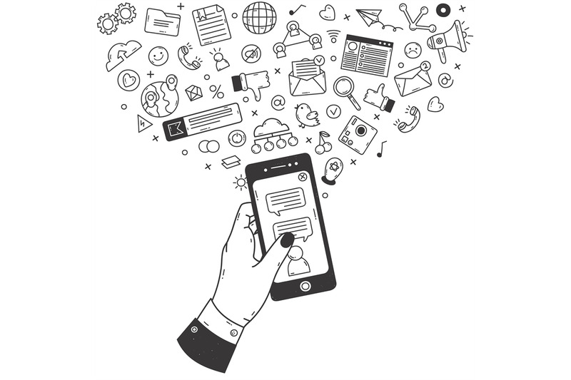 social-media-concept-doodle-smartphone-with-communication-and-social