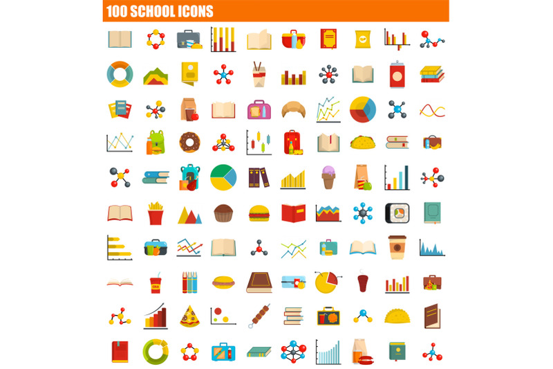 100-school-icon-set-flat-style