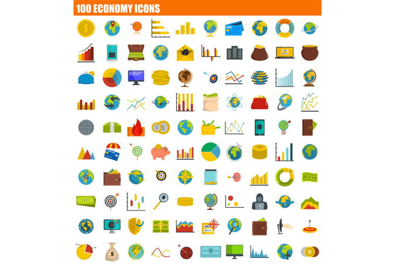 100-economy-icon-set-flat-style