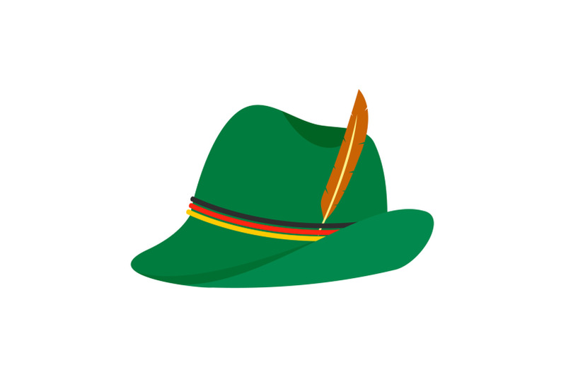 german-green-hat-icon-flat-style