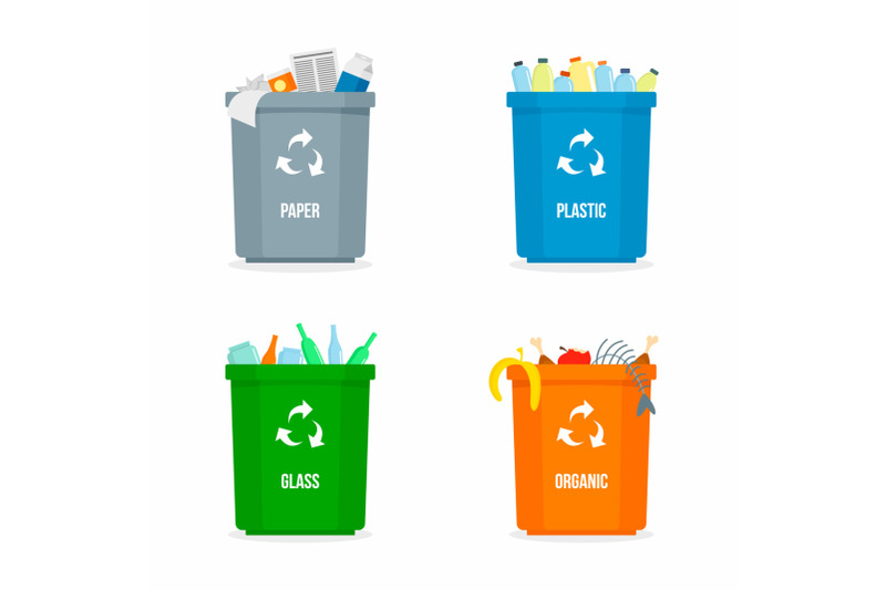 set-of-garbage-box-background-flat-style