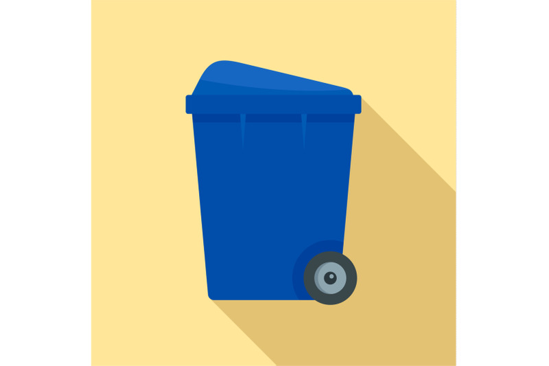 blue-garbage-box-icon-flat-style
