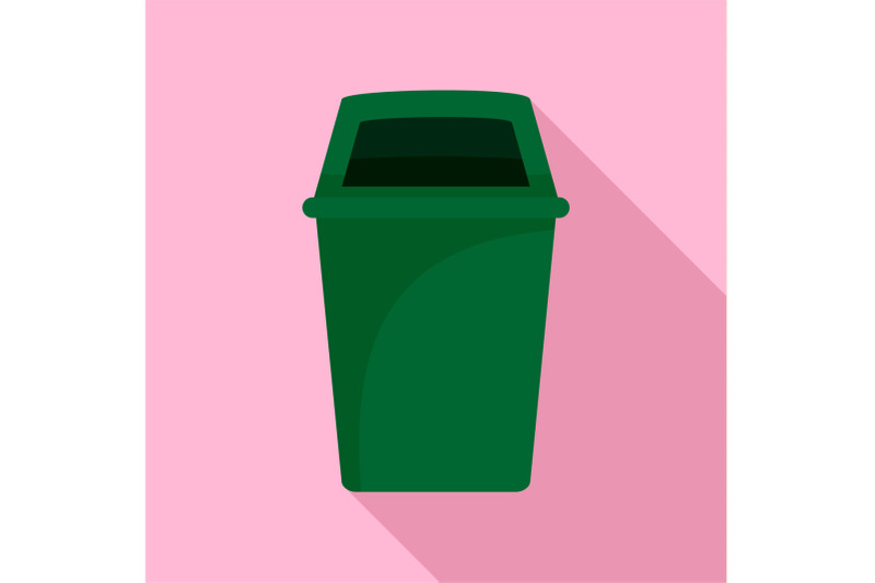 green-park-garbage-can-icon-flat-style